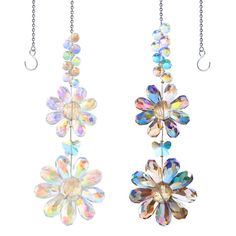 Heogacinlia crystal flower sun catcher set adds colorful light to windows.