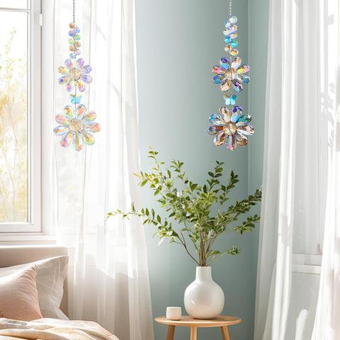 Heogacinlia crystal sunflower hanging brightens home décor near a window.