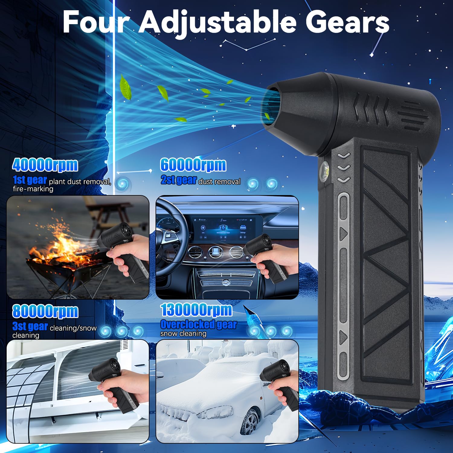 Hepanio Snow Whiz Turbo Blower LED light enhances edge visibility.