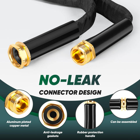 Hepciee Garden Hose 50ft brass fittings provide secure leak-free connections.