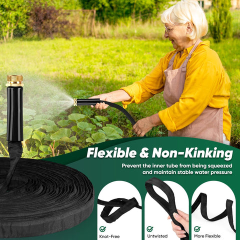 Hepciee Garden Hose 50ft uses a standard 3/4-inch connector for easy extension.