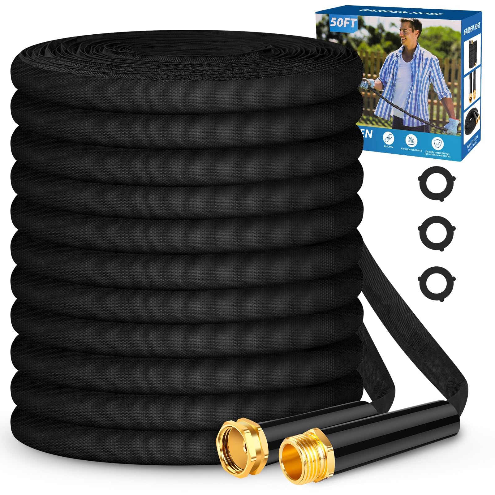 Hepciee Garden Hose 50ft with unexpanded design delivers stable long-range water flow.