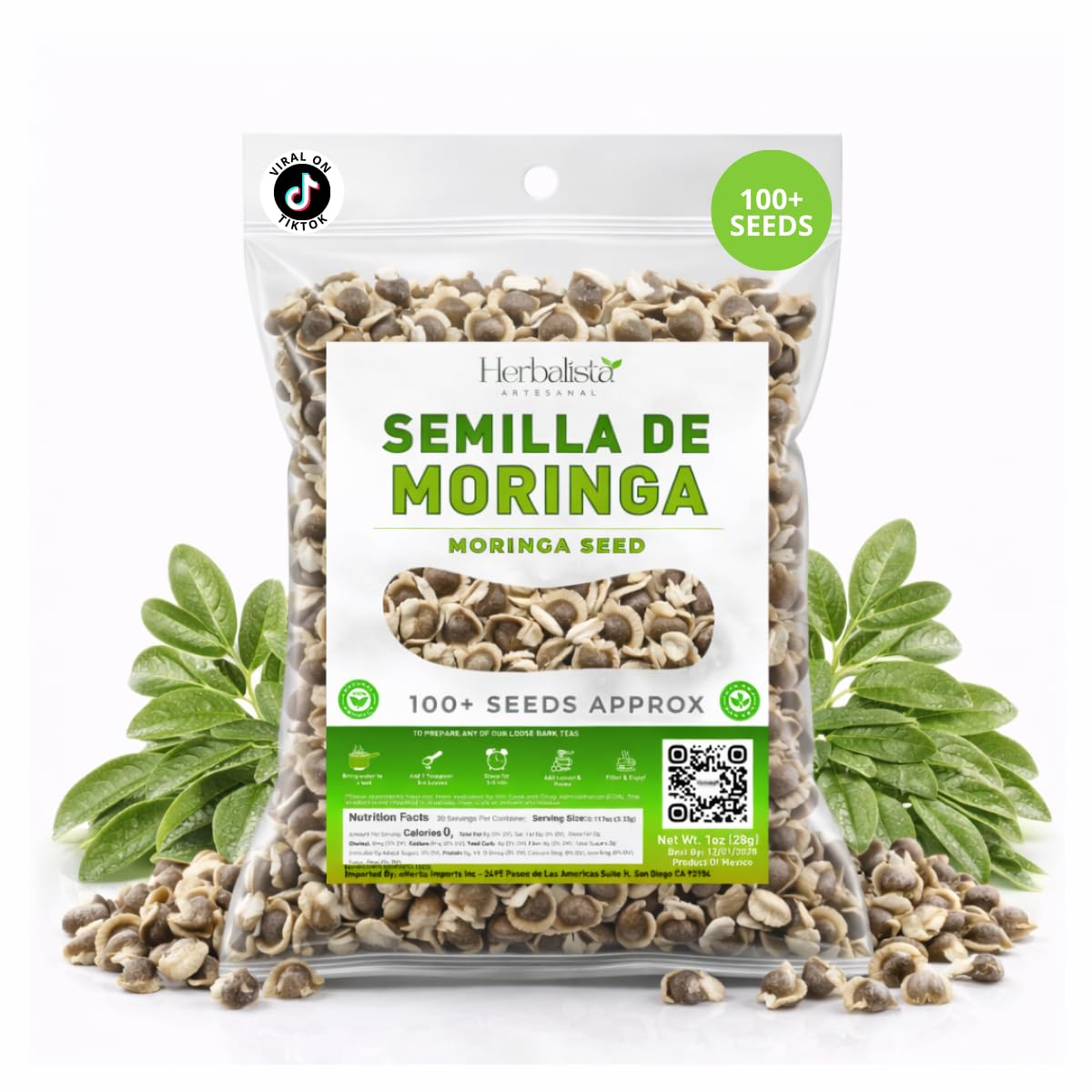 Herbalista Moringa seeds PKM1 pack for snacking or planting.