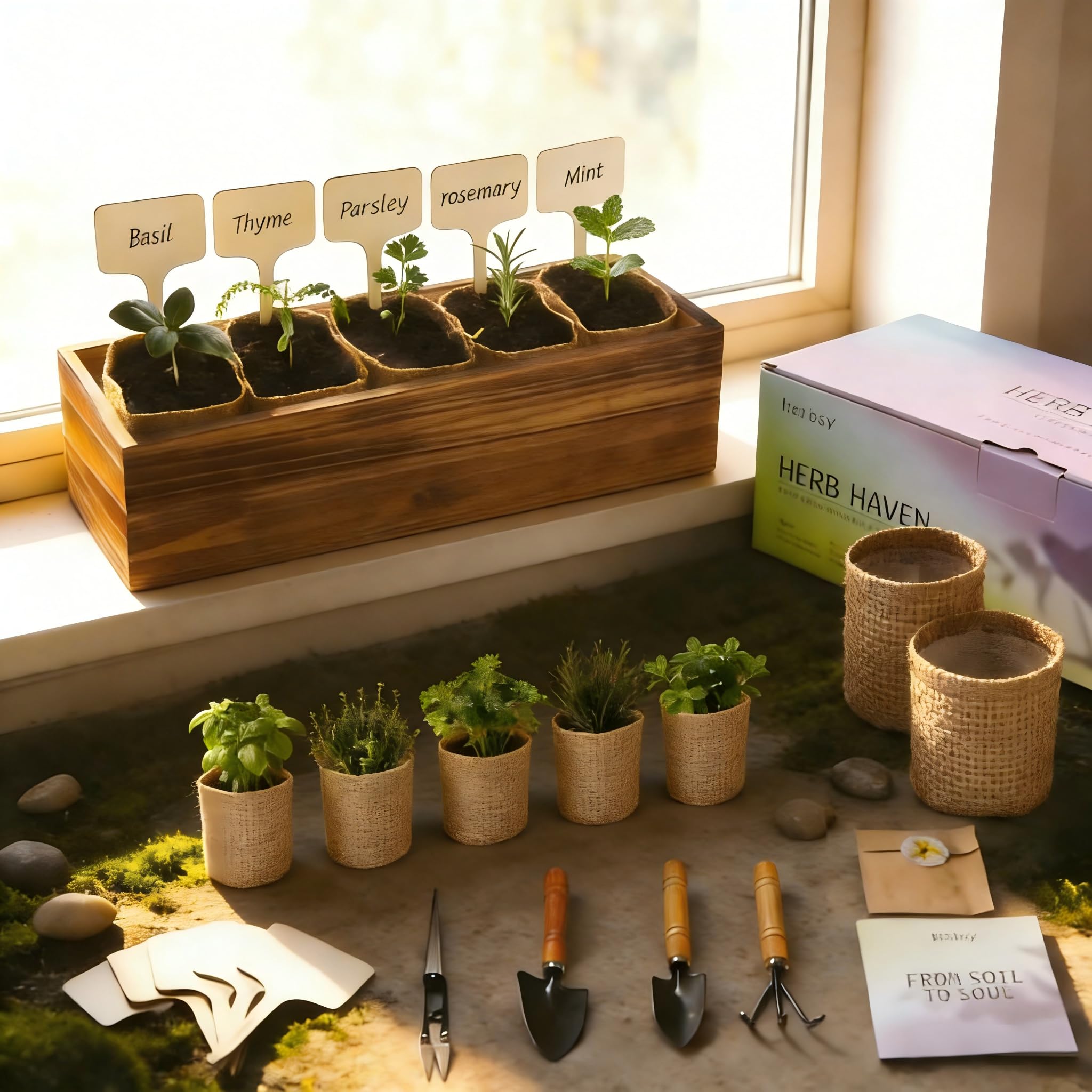 Herbsy Basil seedlings emerging, ready for quick harvest.