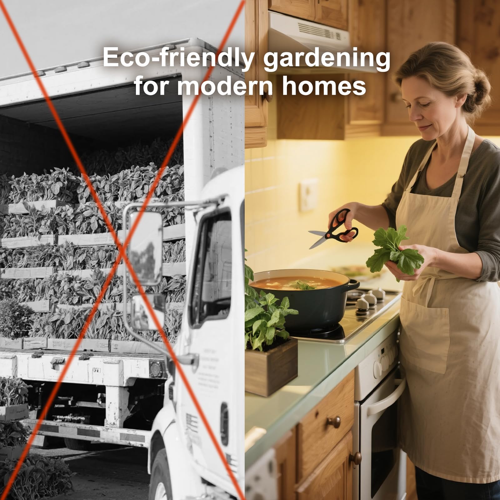 Herbsy Kitchen garden in wooden box fits small spaces.