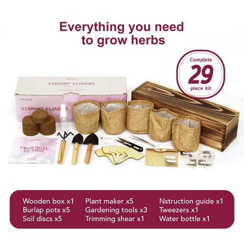 Herbsy seed packets for five varieties enable at-home germination.
