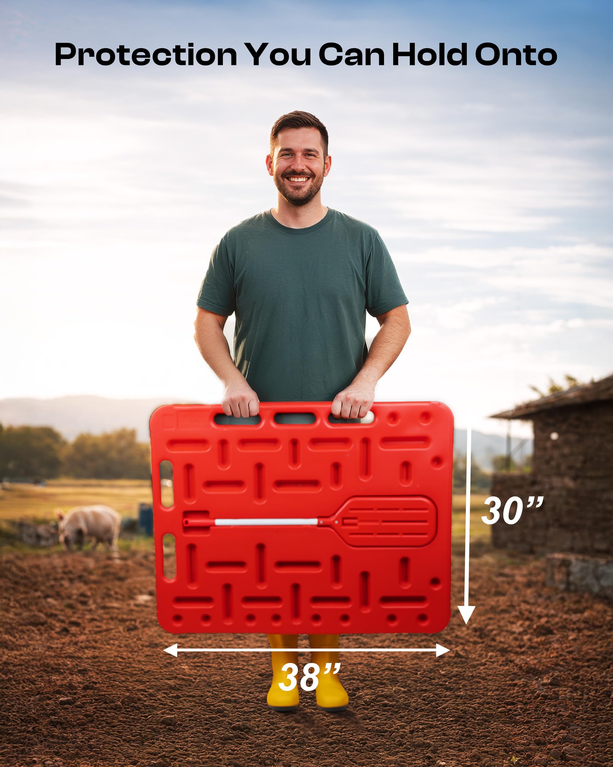 Herdmate sorting paddle with sound guiding helps direct pigs without contact