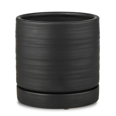 HERDUK 6-inch ceramic planter with drainage hole for indoor display.