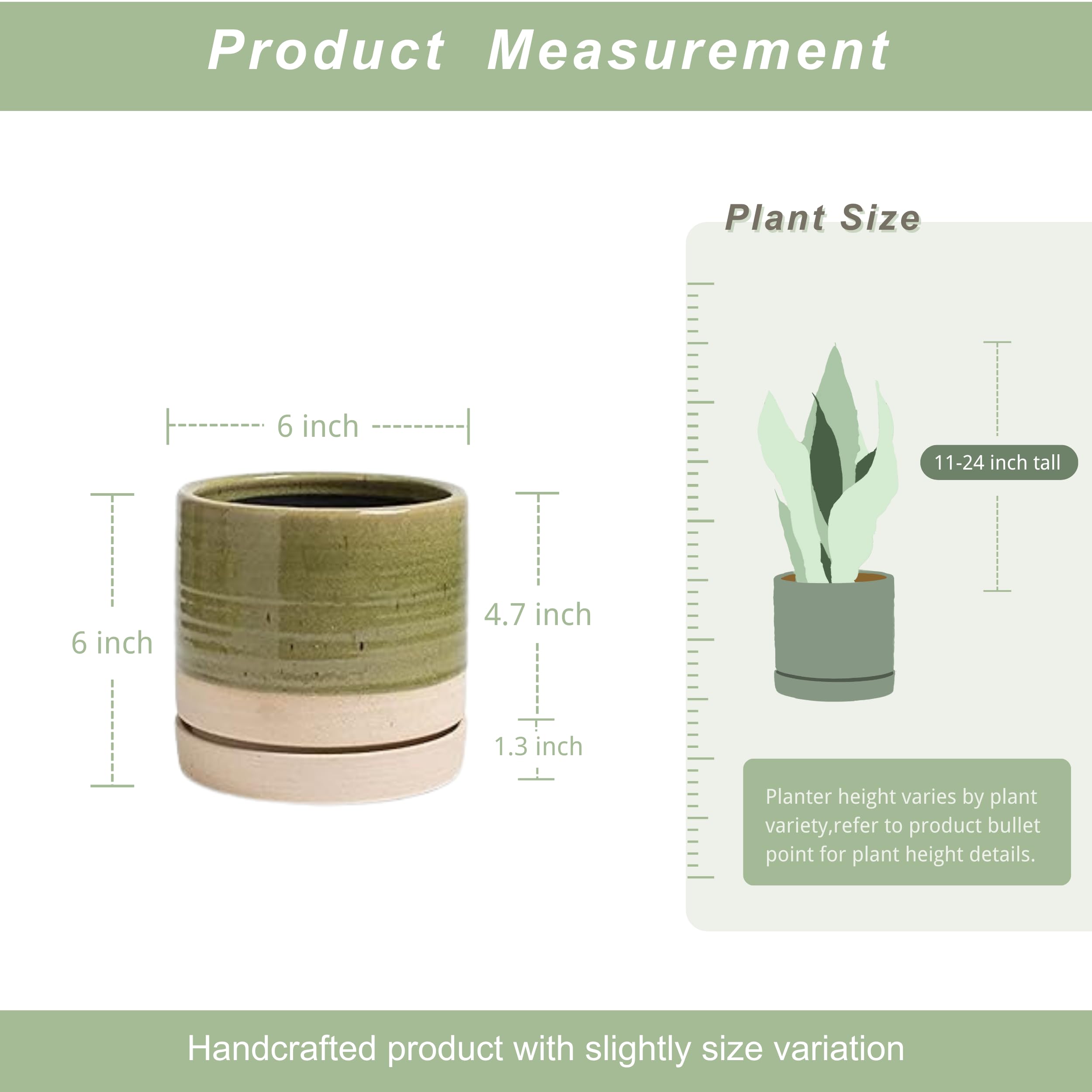 HERDUK round indoor/outdoor planter in green beige glaze on patio