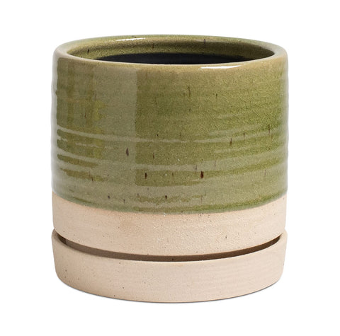 HERDUK 6-inch ceramic planter in green cracked glaze for stylish indoor display