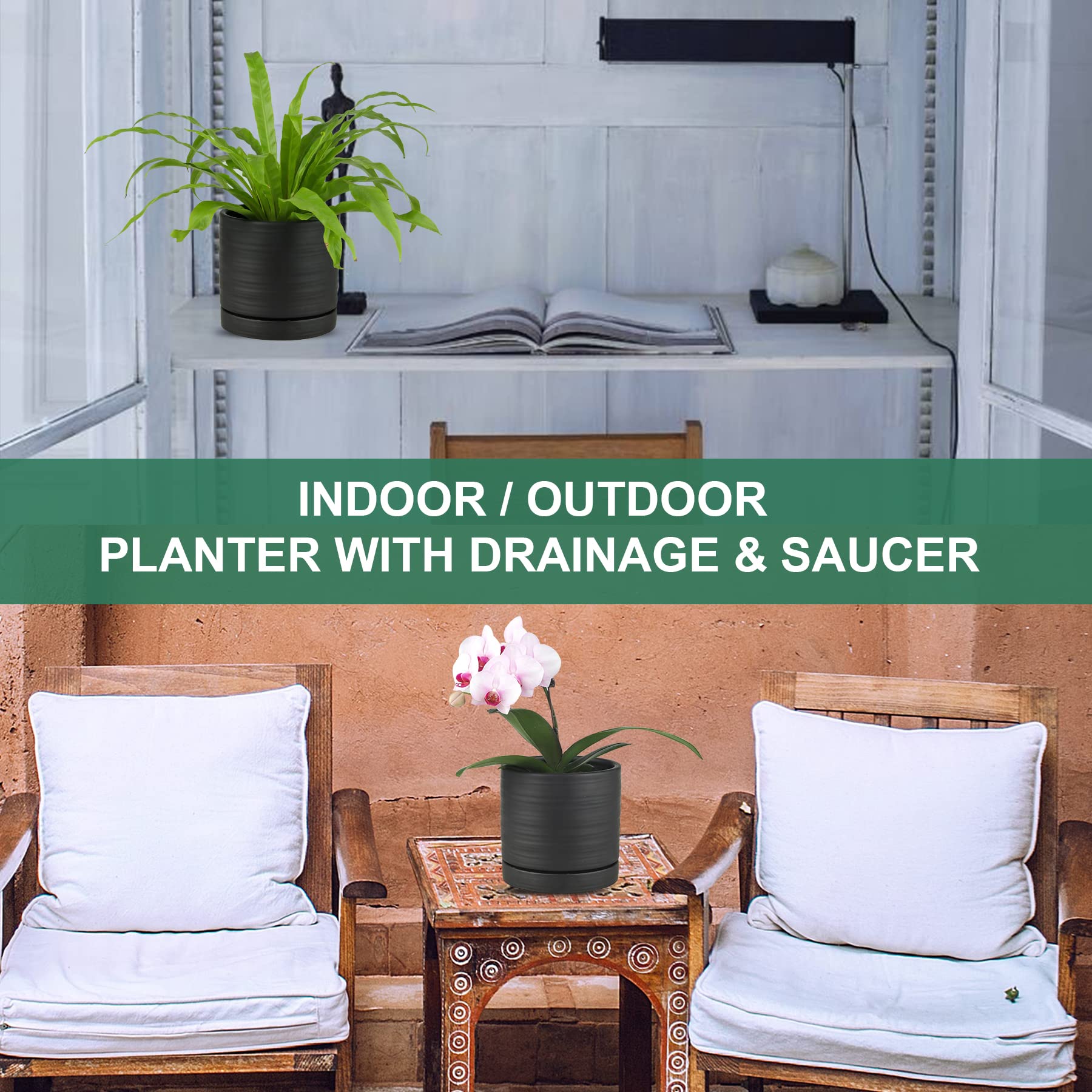 HERDUK ceramic pot suitable for balcony, patio, or garden setups.