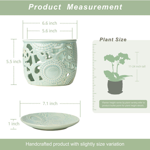 HERDUK orchid pot with sunflower motif and hand-carved detailing for stylish decor