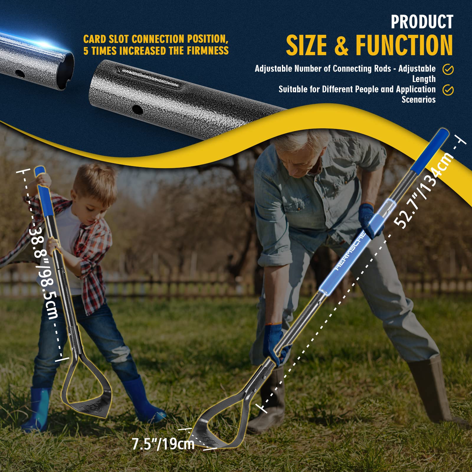 Hermsche hollow design prevents soil clogging for smooth digging.