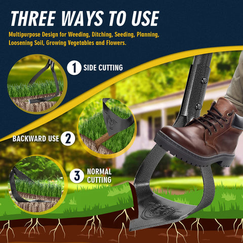 Hermsche weed removal action hoe promotes efficient weeding and soil loosening.