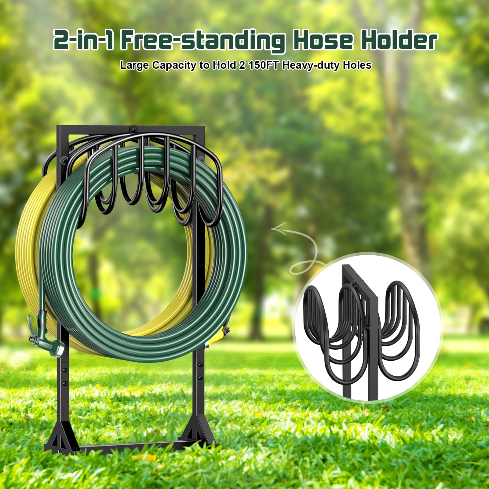 HeroicLion anti-rust coated hose stand withstands sun and rain.
