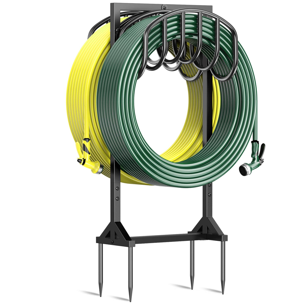 HeroicLion garden hose holder with anchor spikes for a stable outdoor setup.