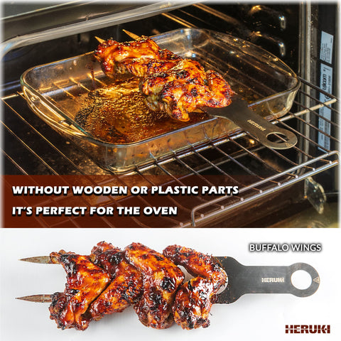 HERUKI eco-friendly reusable skewers with fabric sleeve for storage