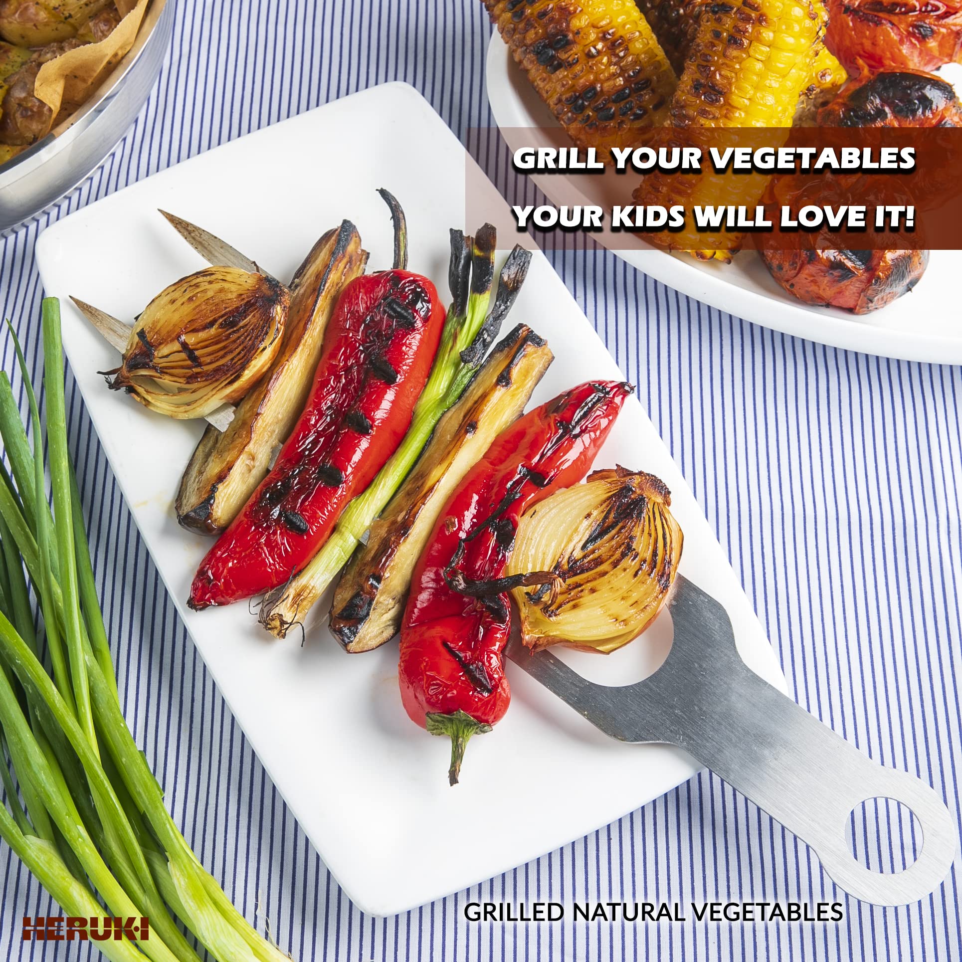 HERUKI kitchen and campfire-ready skewers for oven, grill, or campfire