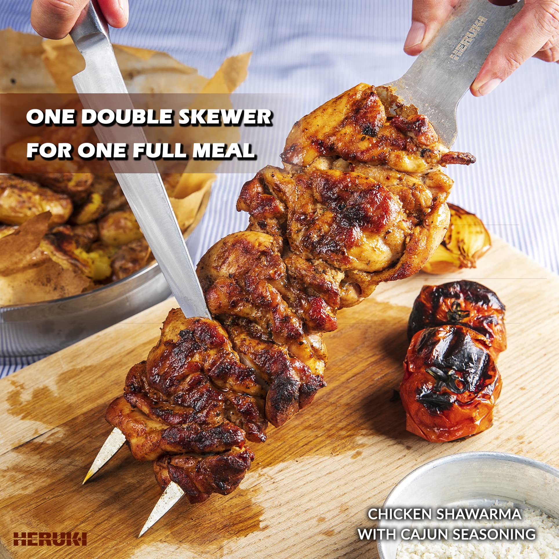 HERUKI stainless steel skewers 2mm thick with brushed finish for durability
