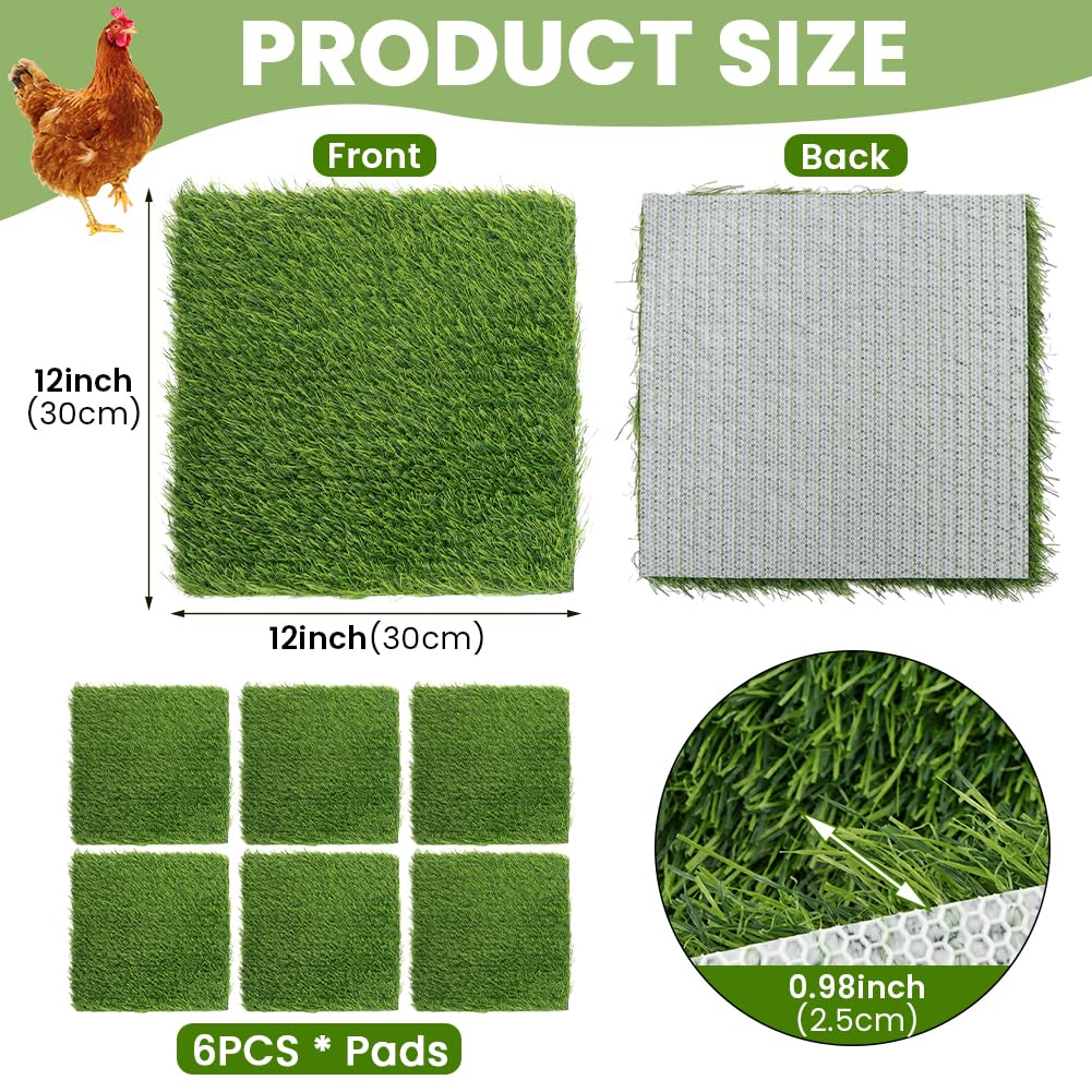 Six green Herxsin nest pads with non-slip bottoms for coop stability.