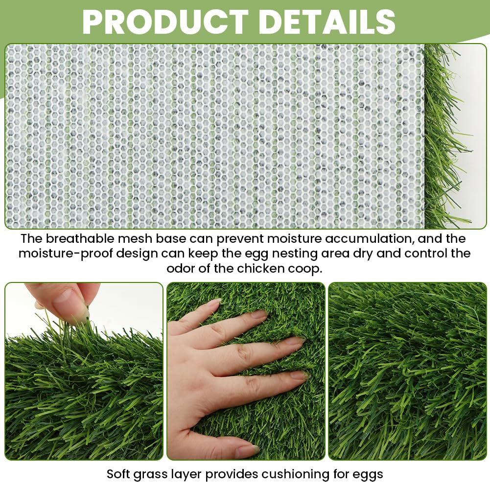 Green Herxsin pads blend with coop decor and provide comfortable nesting.