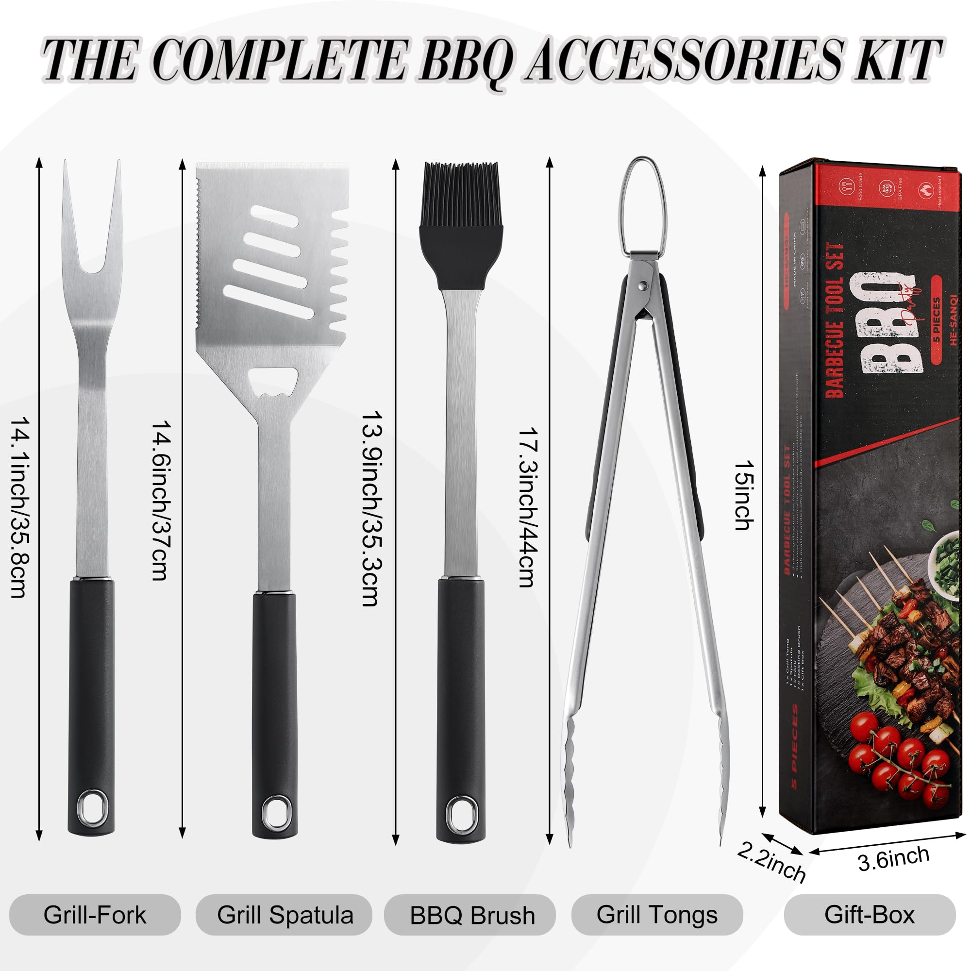 HE-SANQI griddle fork for easy meat skewering and handling.