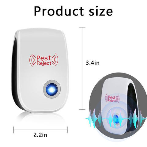 Hescaz Ultrasonic Pest Reject blue light indicator shows active protection.