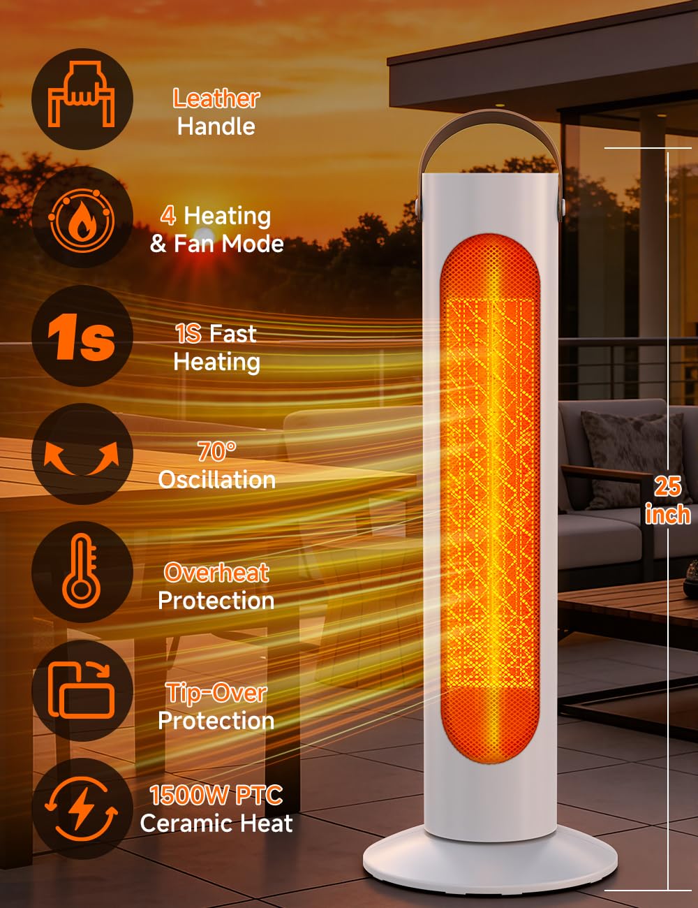 HETRAROOT 1500W PTC ceramic element delivers fast, stable heat