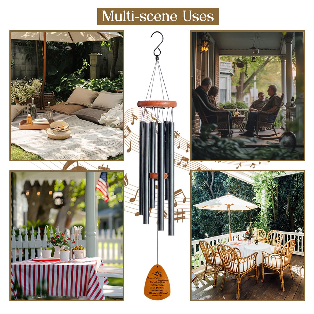 HEWBE memorial wind chimes ready to hang on balcony or porch