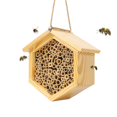 HEWEWOR Mason Bee House hexagon exterior inviting pollinators to your garden