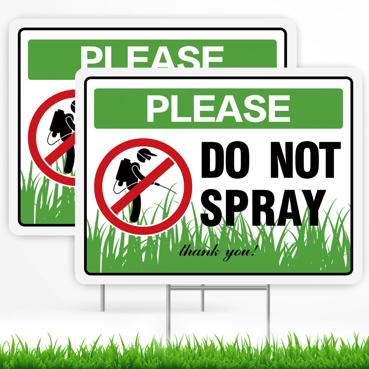 HEWJYDE Do Not Spray Sign front view with double sided visibility for outdoors.
