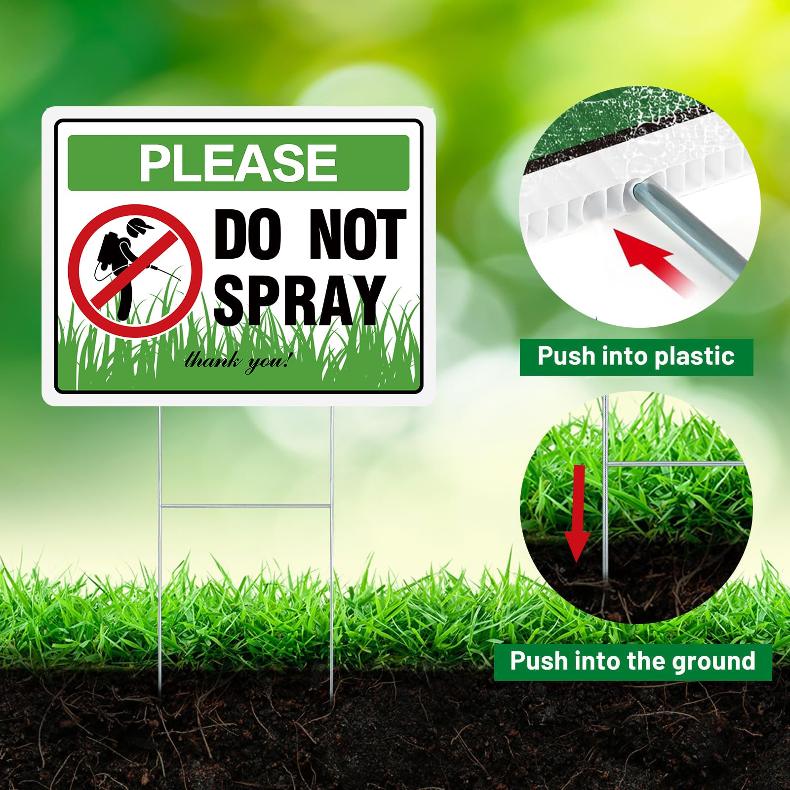 HEWJYDE Do Not Spray Sign double sided messaging from both directions.