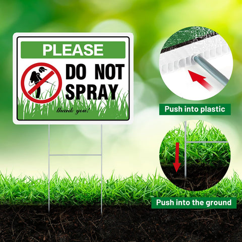 HEWJYDE Do Not Spray Sign double sided messaging from both directions.