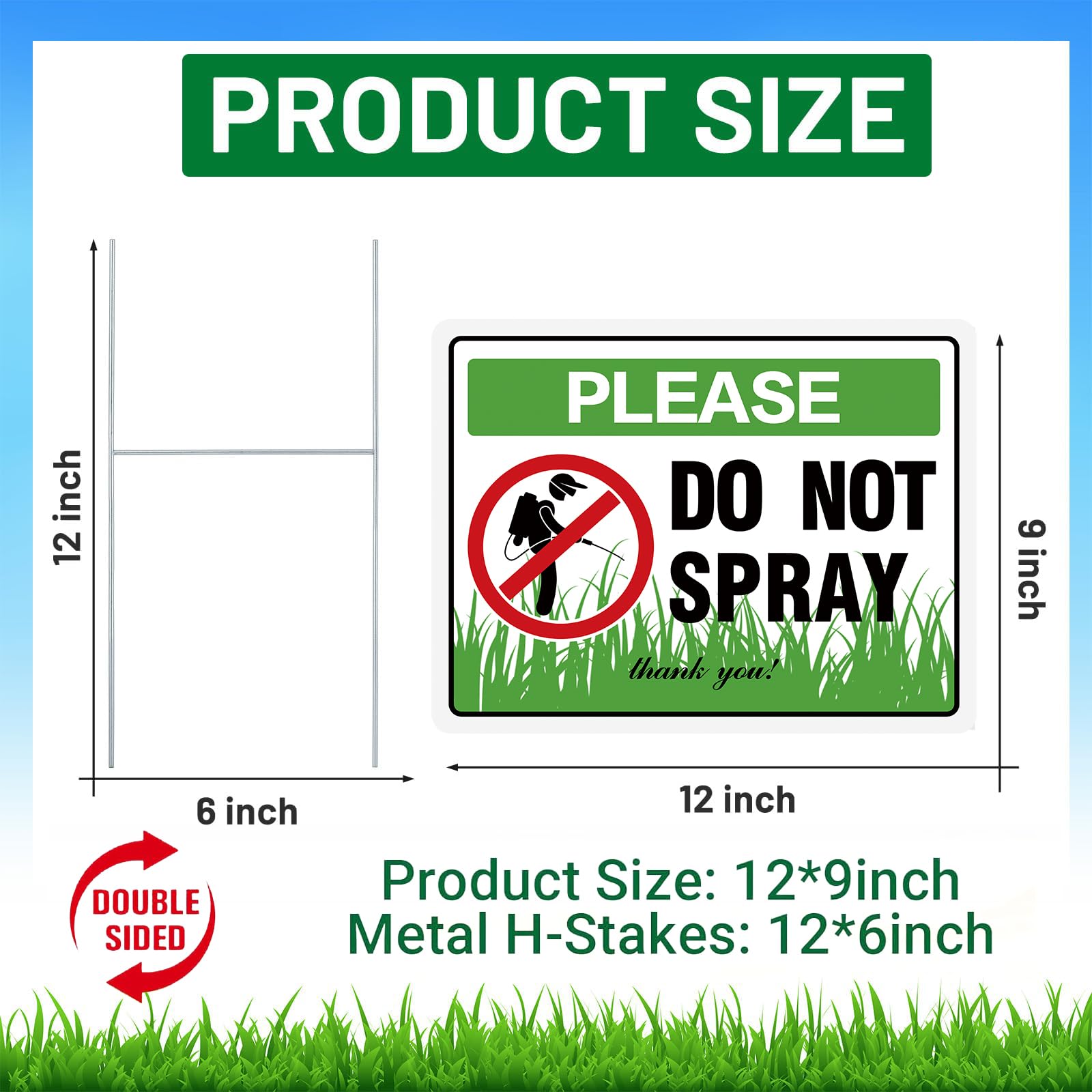 HEWJYDE Do Not Spray Sign 12x9 size ideal for lawns and driveways.