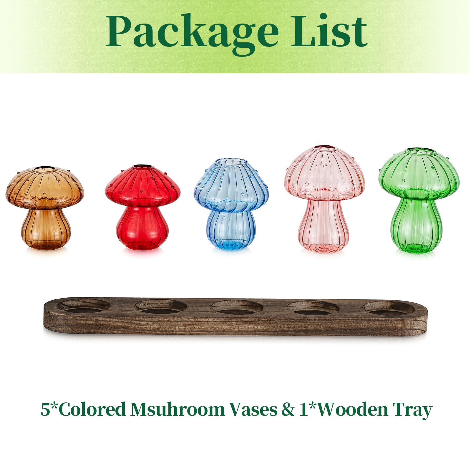 Hewory five-piece mushroom vase set brightens windowsills