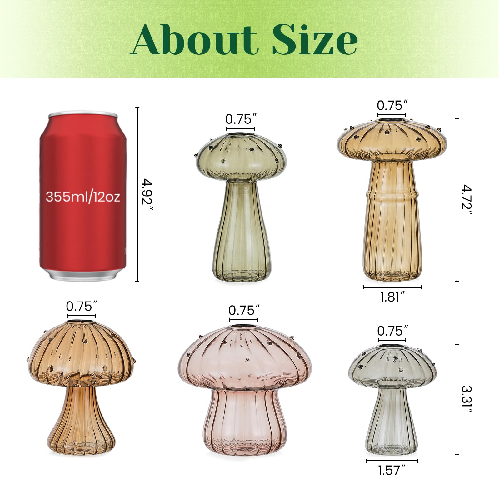Hewory amber mushroom planters have wider bases for stable display