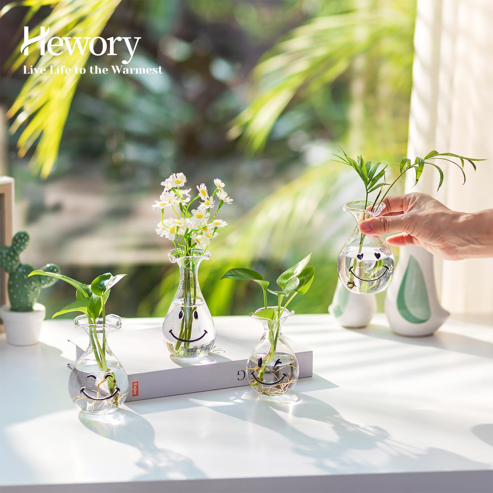 Hewory Smiley Face Planter narrow opening ideal for delicate herbs and cuttings display