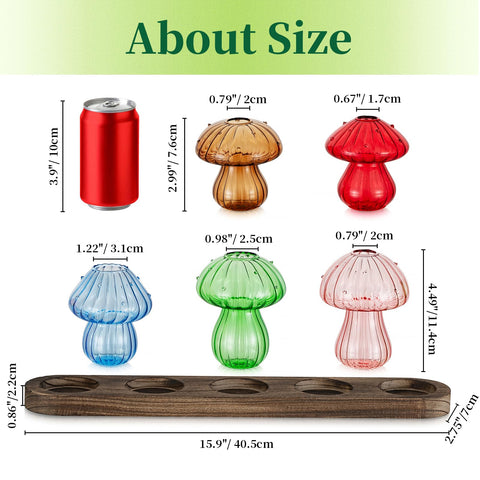Hewory wooden stand provides stable base for the five vases