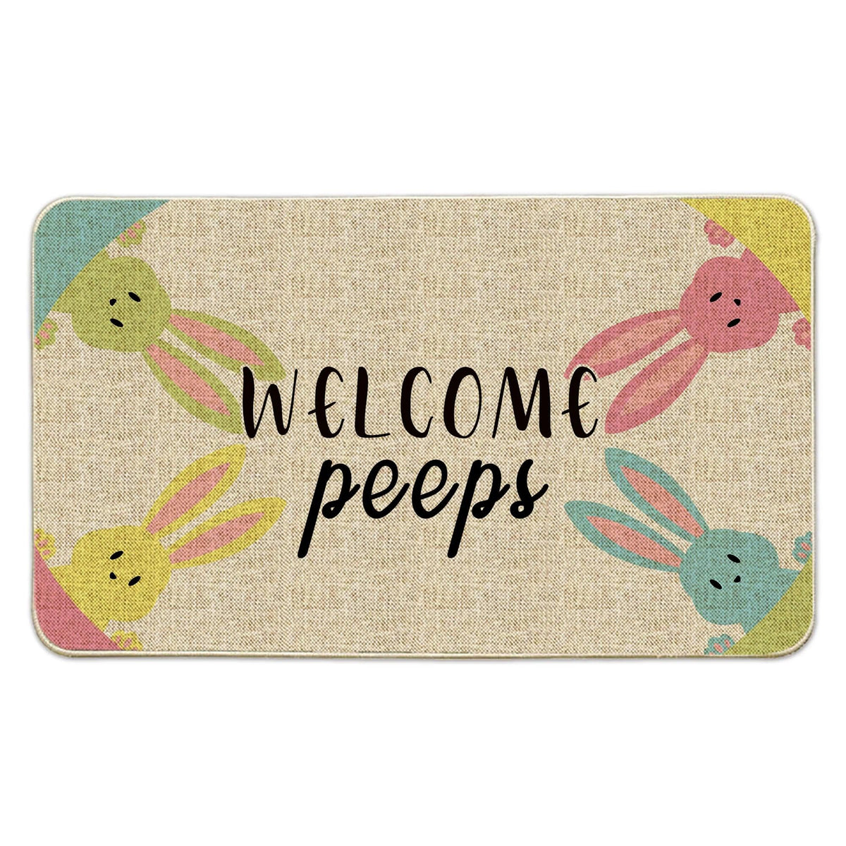 Hexagram Easter Door Mat with bunny welcome artwork for a cheerful entryway.