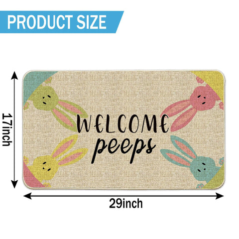 Hexagram Easter Door Mat shows burlap texture for rustic charm.