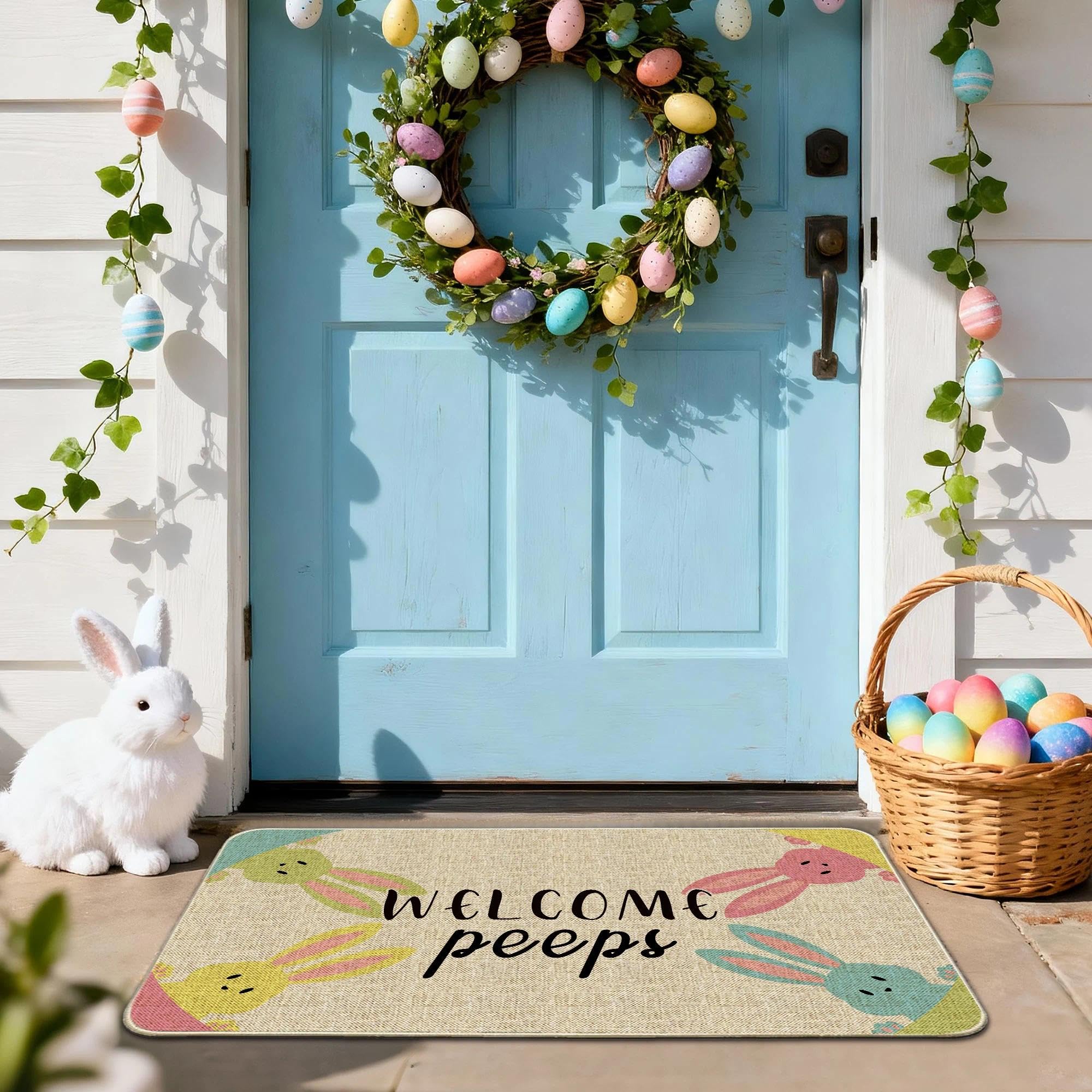 Hexagram Easter Door Mat is easy to clean and quick to shake.