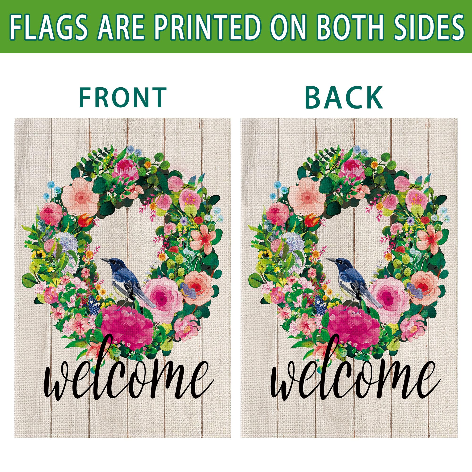 Hexagram linen outdoor flag adds natural texture to garden entry