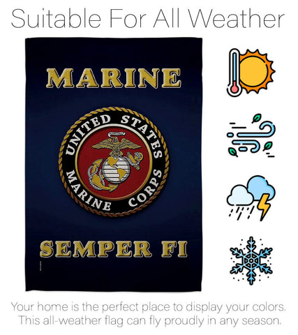 Hexagram USMC flag banner 12x18 for standard garden flag displays