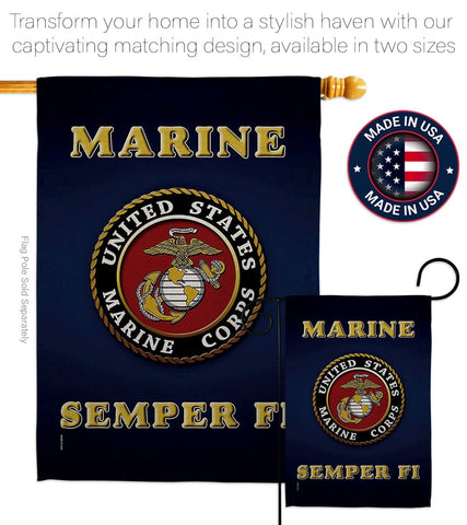 Hexagram USMC flag garden display suitable for lawn or yard accents