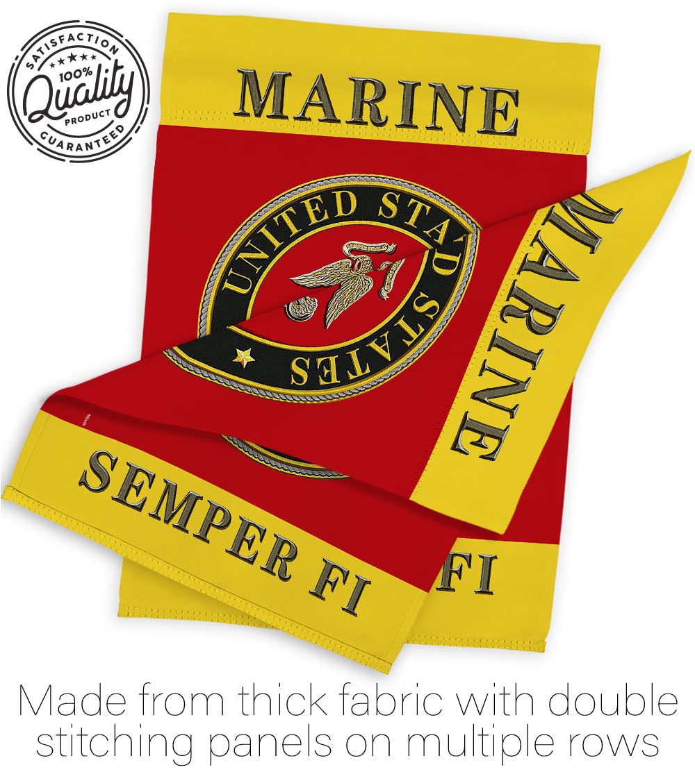 Hexagram USMC Semper Fi flag fabric close-up shows durable polyester.