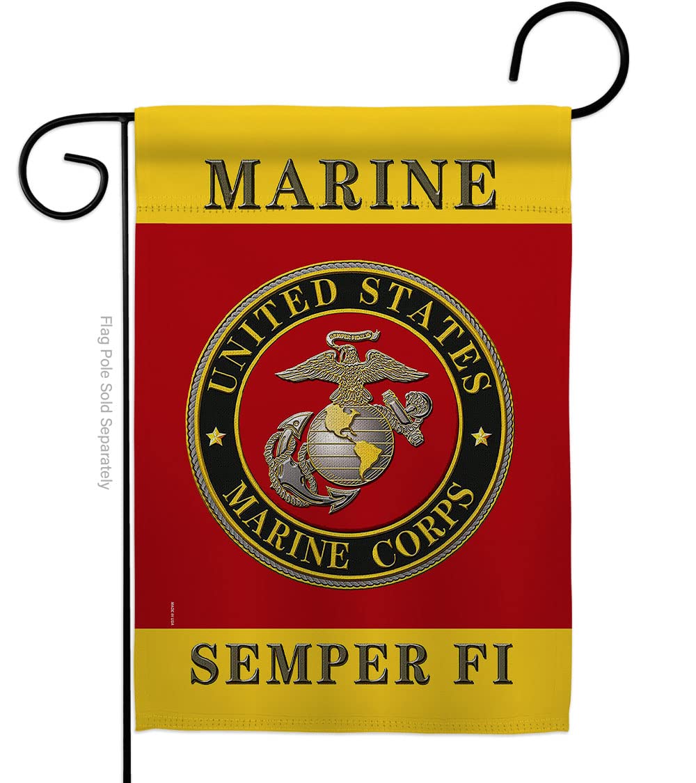 Hexagram USMC Semper Fi flag front view with vivid colors for outdoor use.