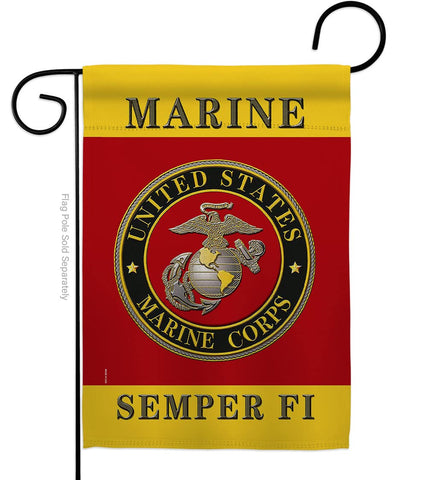 Hexagram USMC Semper Fi flag front view with vivid colors for outdoor use.
