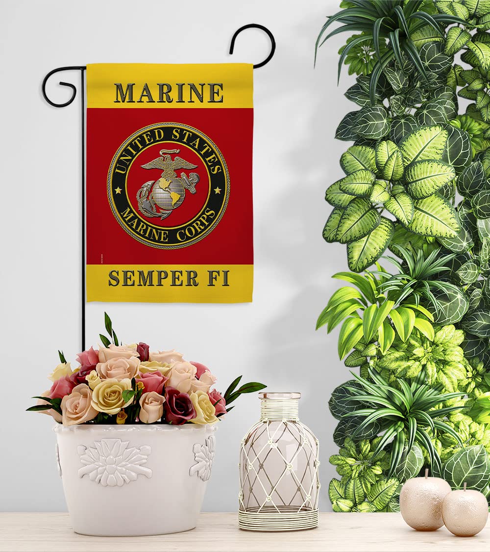 Hexagram USMC Semper Fi flag house decor on porch.