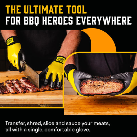 Hey Grill Hey Pitmaster Gloves flexible fit for comfortable handling of meats.