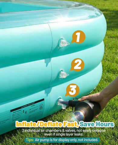 HeySplash bottom drain valve for quick, easy drainage.
